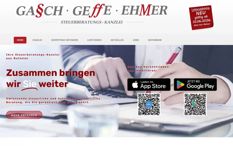 Website GGE Steuerberatung – Webdesign von BSM-Design